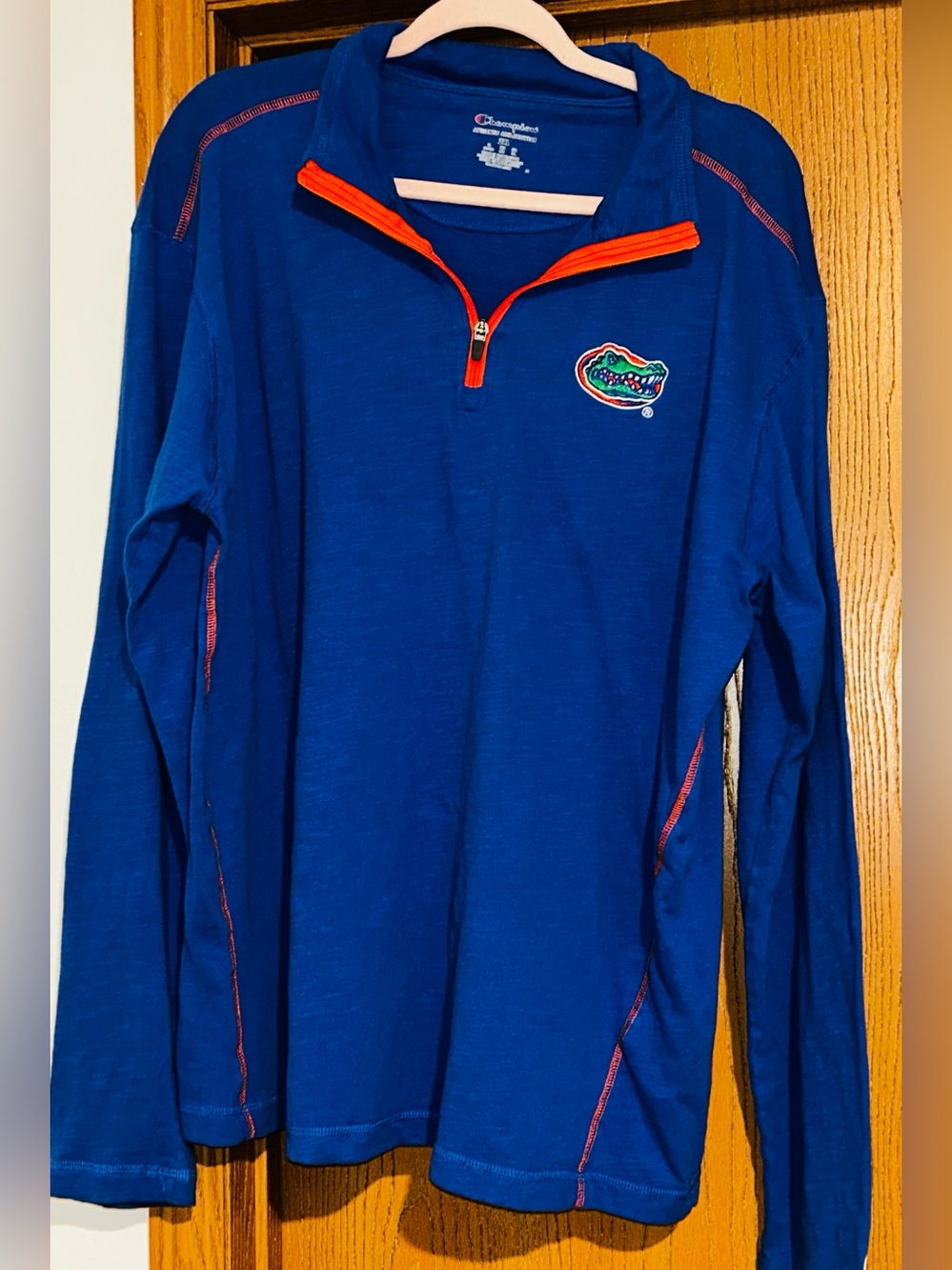 Champion Blue Long-Sleeve Quarter-Zip with Orange Trim and Gators Patch
